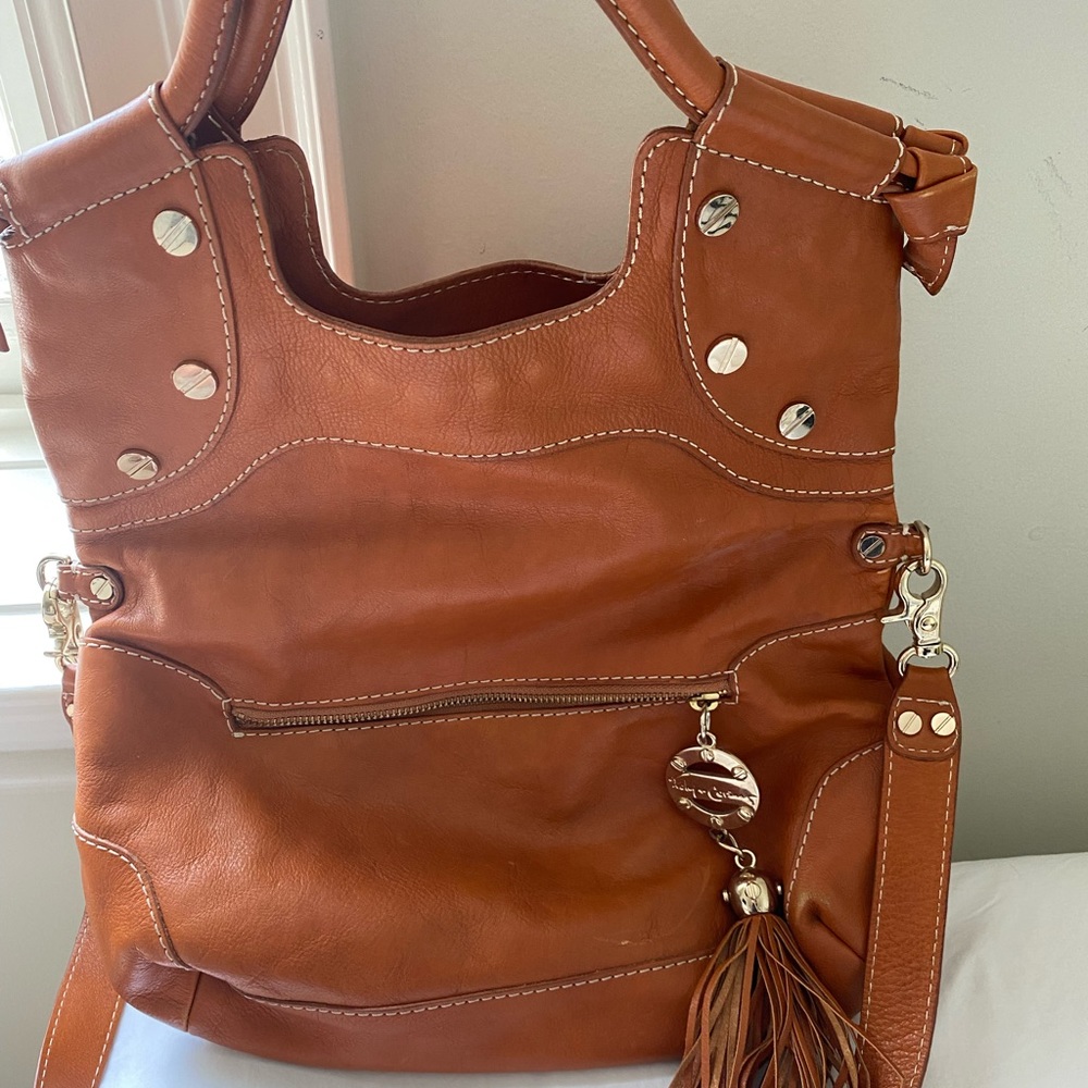 Foley and Corinna mid city tote in cognac